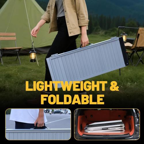4FT Portable Wheelchair Ramp Anti-Slip Aluminum Folding Portable Ramp 800LBS Capacity Folding Non-Slip Aluminum Handicap Ramp, for Home Steps, Stairs, Doorways, Car, Curbs(4FT Using Height 3-9inch)