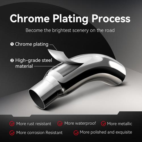 Exhaust Tip, 5 Inch Diesel Exhaust Tip Elbow Tip with a Clamp, 5'' Inlet 8'' Outlet Chrome Exhaust Tip for Pickups, Trucks and Cars