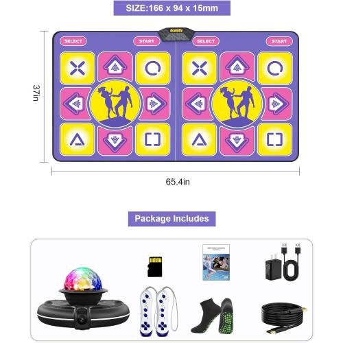 Flannel Dance Mat for TV with Camera, Non-Slip Exercise Dance Pad with Yoga Mode for Kids & Adults, Family-Friendly Electronic Game Mat Toy Gifts for Girls & Boys (Purple)