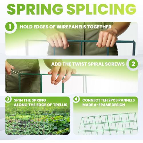 2 Pack Cucumber Trellis for Raised Bed 48 x 34, Foldable Garden Trellis for Climbing Plants Outdoor, A Frame Metal Trellis with Support Clips, Spiral Connectors and Twist Tie for Garden.