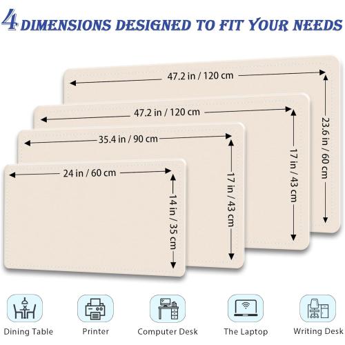 47.2 x 23.6 Large Desk Pad Mat - Non-Slip PU Leather Desk Mat, Large Mouse Pad, Computer Mat for Keyboard Mouse, Waterproof Desk Writing Mat, Desk Blotter Mat for Work (Apricot)