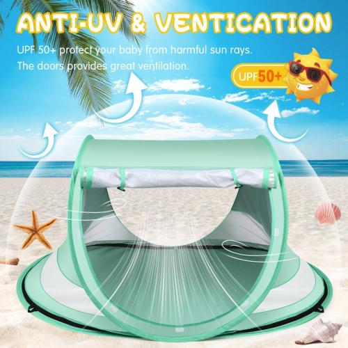 Kapeazo Baby Beach Tent, Pop Up UV Sun Shade for Infant Toddlers (Green)