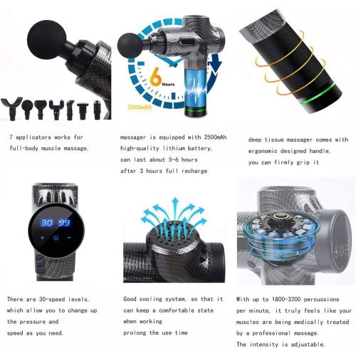 Massage Stick,Massage Gun, Fascia Gun Neck Pain Massager Deep Tissue Muscle Massager Relax Body Massage Display Fascia (Color : Y2-Black, Size : US Plug)