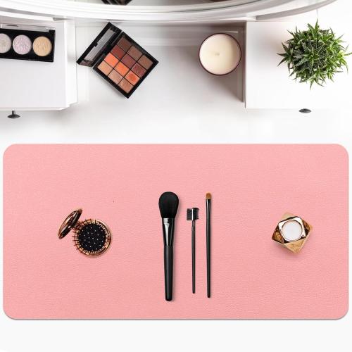 Makeup Mat for Vanity - Waterproof | Oil-Proof | Dust-Resistant | Soft and Comfortable Desk Protection, Ideal for Makeup Tables and Workbenches (15.7X23.6, Pink)