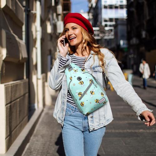 ZOMAKE Sling Bag,Small Crossbody Sling Backpack,Water Resistant Shoulder Daypack for Travel,Anti Thief Chest Bag for Hiking(Bee Blue)