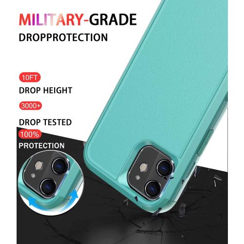 Diverbox for iPhone 14 Case [Shockproof] [Dropproof] [Tempered Glass Screen Protector],Heavy Duty Protection Phone Case Cover for Apple iPhone 14 (Teal-3in1)