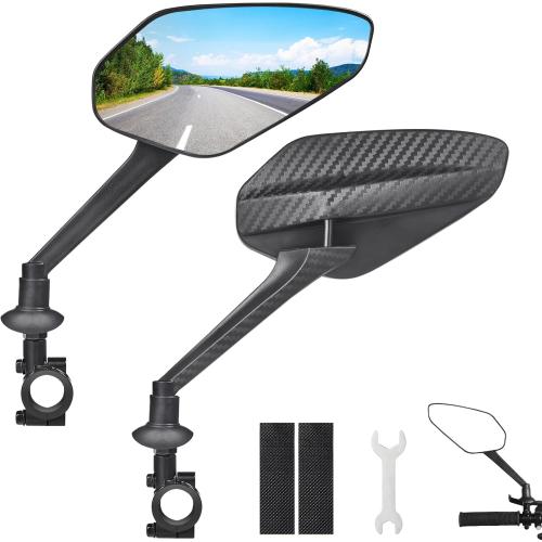 Zacro 2 Pack Bike Mirror, 2025 Upgraded Bike Mirror Handlebar Mount, 360°Adjustable Bicycle Rear View Mirror, Scratch Resistant Glass Lens, Fit for Mountain Bikes, City Road Bikes, E-bikes, Scooter