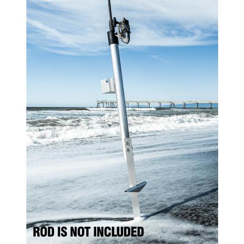 [2024 Upgraded] Exact Design Sand Spike with Bait Box,Protective Cap, Anodized Aluminum, Etched Measurements   Sand Flea Rake Holder (All in one Solution)