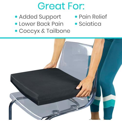 Vive Wheelchair Cushion - Gel Seat Pad for Coccyx, Orthopedic Back Support, Sciatica & Tailbone Pain Relief - Waterproof Cover   4 Layer Foam Support and Comfort - for Pressure Sores