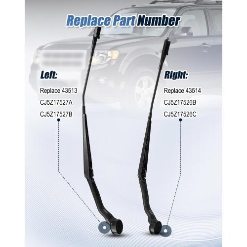 Replace 43513 43514 Front Windshield Wiper Arms Compatible with Ford Escape 2013-2019 CJ5Z17527A CJ5Z17526B, Driver Side & Passenger Side