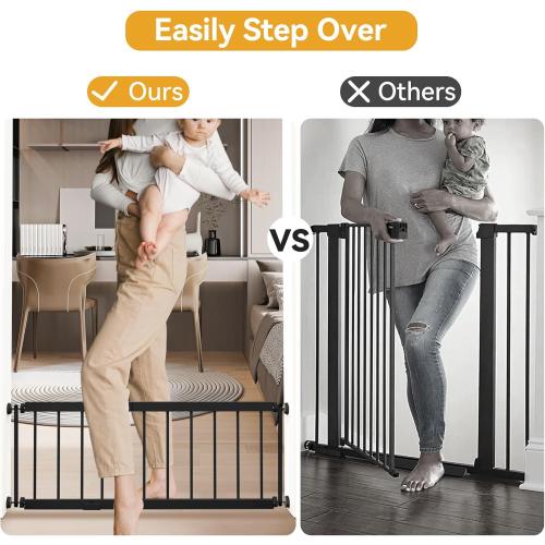 Size 18-45 Color Black Dog Gate Indoor,18-45 Adjustable Extra Wide Metal Short Dog Gate to Step Over, 14 Tall Small Pet Gate with 3 Extension Kits, Pressure Mounted for Doorways & Stairs Black