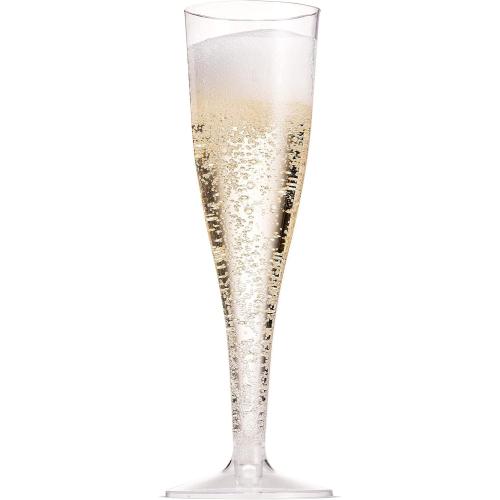 Munfix 100 Plastic Champagne Flutes - 5 Oz Disposable Clear Champagne Glasses for Parties, Mimosa Bar, Events, Wedding and Shower Party Supplies - Toasting Cocktail Cups