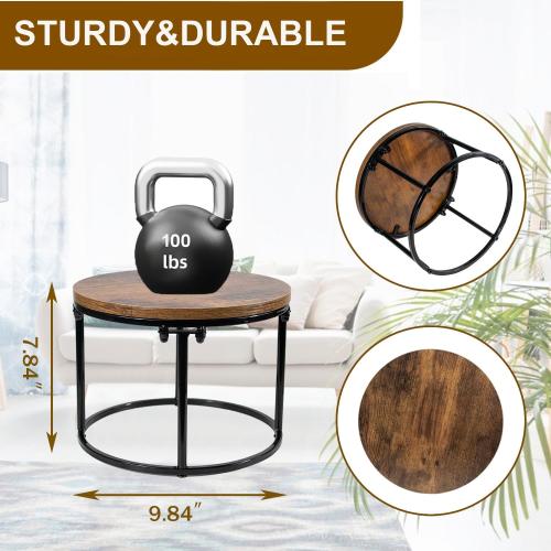 ARTORA Plant Stand Indoor Short Plant Shelf Mid Century Metal and Wood Stool Flower Pot Holder Modern Plant Display Low Rack for Living Room Balcony Garden Patio(Black&Brown)