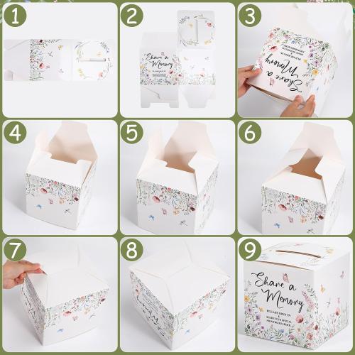 Fainne 25 Pcs Floral Share a Memory Cards with Celebration of Life Box Funeral Advice Cards Thank You Sympathy Holder Box Decor for Guest Funerals Memorial Service Farewell Remembrance Party Supplies