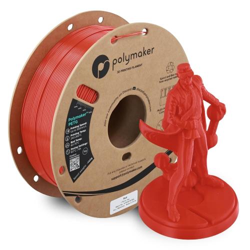 Polymaker PETG Red 3D Printer Filament 1.75mm 1kg, High Speed PETG up to 300mm/s, High Strength New Formula, Excellent Layer Adhesion, Warp Free, Compatible with Most 3D Printers