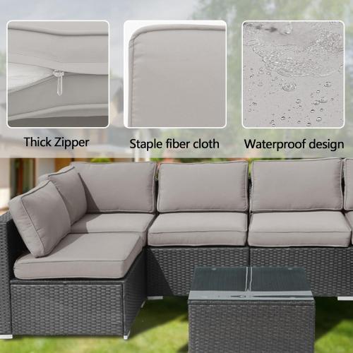14Pieces Patio Cushion Covers Replacement Outdoor Couch Cushions Covers Splashproof Sofa Slipcovers Set with Zippers,Patio Furniture Protector Cover Only(Light Gray,25.6×25.6×3.94inches)