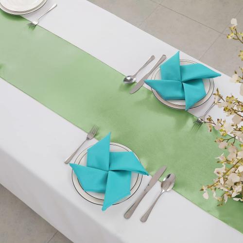 Horbaunal 2 Pack Sage Green Satin Table Runner 12 x 108 Inch
