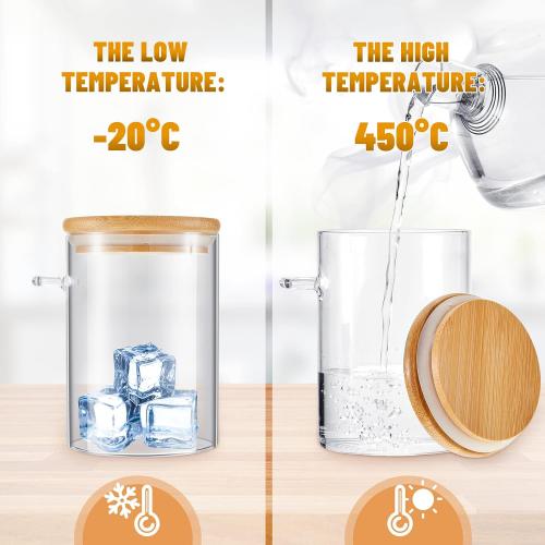 Tessco for you 8 Pack Sugar Jar Glass Container with Spoon Clear Glass Jars with Bamboo Lid and Spoon Scoop for Women Christmas Kitchen Gift Coffee Beans, Spice, Sugar, Nuts, Candy, Salts (17 oz)