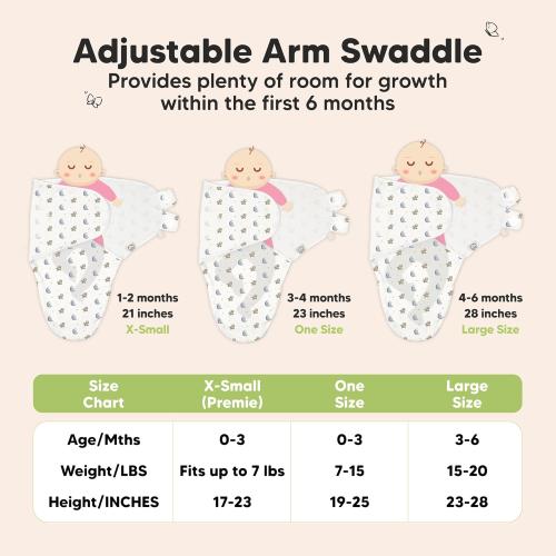 3-Pack Organic Baby Swaddle Sleep Sacks - Swaddles for Newborns, Infant 0-3 Months, Baby Girls, Boys, Soft & Snug Newborn Sleep Sack, Nursery Swaddling Blankets (Cosmo)