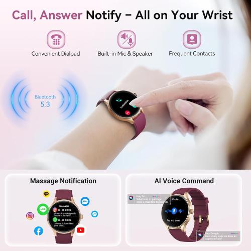 Smart Watches for Women/Men, 1.27 HD Smartwatch Fitness Tracker with Bluetooth Calls (Make/Answer), Heart Rate/SpO2/Sleep Monitor, 12 Days Battery, IP68 Waterproof - Purple
