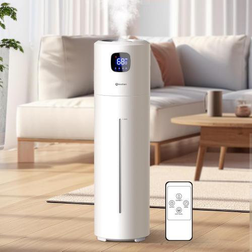 Akeshan Large Humidifiers for Bedroom, 9L/2.5Gal Ultrasonic Cool Mist, Top Fill Easy Clean with 350ML/H Mist Speed, Quiet, Suitable for Kids Room Plant Yoga Office Study Room Living (White, Round)