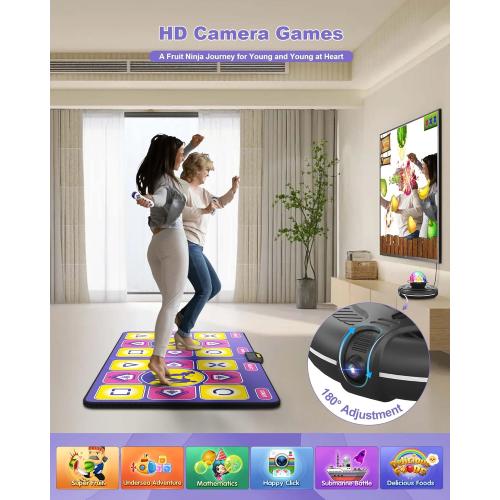 Flannel Dance Mat for TV with Camera, Non-Slip Exercise Dance Pad with Yoga Mode for Kids & Adults, Family-Friendly Electronic Game Mat Toy Gifts for Girls & Boys (Purple)