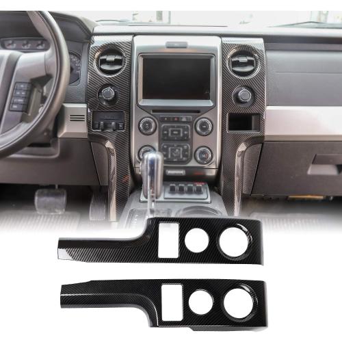 Voodonala Central Console Panel Frame Outlet Vent Trim for Ford F150 Raptor 2009-2014(Carbon Fiber Black) 2Pcs