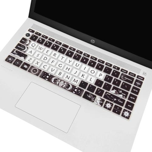 Cute Silicone Keyboard Cover for HP Pavilion x360 14 14-BA/BF/BW/CD/CF/DQ/DK/DH/DS/DF/FQ Series, 14-dk1013dx/dk1003dx/dk0002dx 14-dq1043cl 14-fq0013dx, Sun and Moon