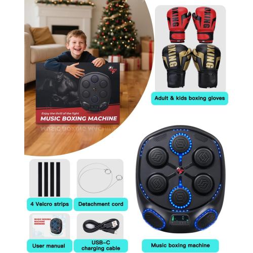 shroop Music Boxing Machine for Adults & Kids — Wall-Mounted Interactive Bluetooth Punch Trainer, High-Sensitivity, Rhythm Adaptation, 6/8 Targets, Ideal for Home, Office, and Gym Use