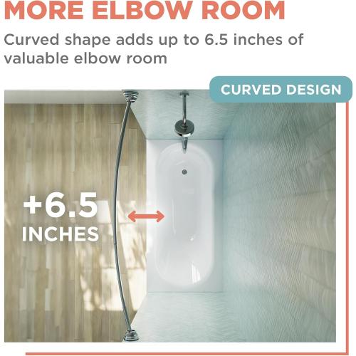 Bronze Zenna Home Never rust Rustproof Bronze Tension Mount Curved Shower Rod, Bronze, 50 to 72