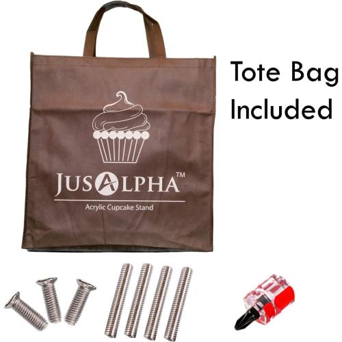 Jusalpha Large 4 Tier Cupcake Stand,Acrylic Round Cake Stand Dessert Tower Tea Party Serving Platter, Cupcake Tree Wedding Party Décor, Stand with Rod Feet (4RF)