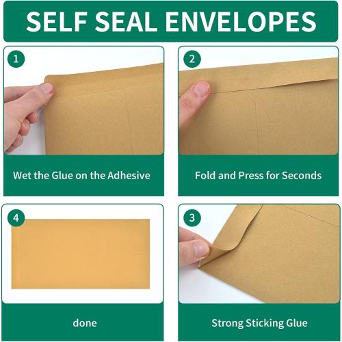 50 Pieces 13 * 6.5 Inches License Plate Envelopes Blank Self Seal Brown Kraft Envelopes Basics Catalog Mailing Envelopes for License Plate Invitation Cards Pictures Photos Documents (50)