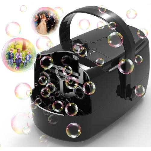 Black Bubble Machine Durable Automatic Bubble Blower, 18000  Big Bubbles Per Minute Bubbles for Kids Toddlers Bubble Maker Operated by Plugin or Batteries Bubble Toys for Indoor Outdoor Birthday Party