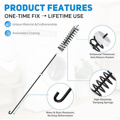 NTW4516FW3 NTW4516FW2 WTW4816FW2 W10780045 Washer Suspension Rod Kit for Amana Whirlpool Kenmore - Fits WTW4800BQ1 NTW4605EW0 WTW4616FW0 | Reduces Washer Vibration