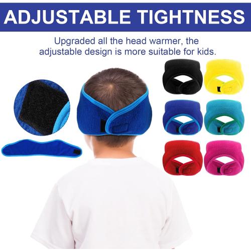 Eurzom 6 Pcs Adjustable Ear Warmer Headband for Kids Stretch Winter Fleece Warm Ear Muffs Covers Headbands for Youth Toddler Boys Teen Girls Child Indoor Outdoor Athletic Sports Running Cycling