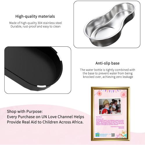 RIZZARI Automatic Dog Water Dispenser: 9L Black Elevated Feeder with Stainless Steel Dish for Elderly Dogs with Spinal Issues - Gravity-Fed Wide-Mouth - Non-Slip - Stable Base for Home or Garage Use