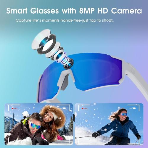 AI Smart Glasses with Camera 4K, Bluetooth Sunglasses for Outdoor Sports