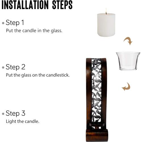 2 Pack Bronze Wall Sconce 14.4 x 3.5 Inch, with Tea Light Candle Holder Antique Bronze Style Metal Wall Art Decorations for Living Room, Bathroom, Dining Room and Office, Set of 2