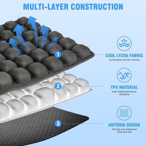 Upgrade Travel Cushion Airplane Seat, 3D Inflatable Seat Cushion, Adjustable Air Cushion with Non-Skid, Coccyx Tailbone Pain Relief Chair Pad for Office, Car, Wheelchair
