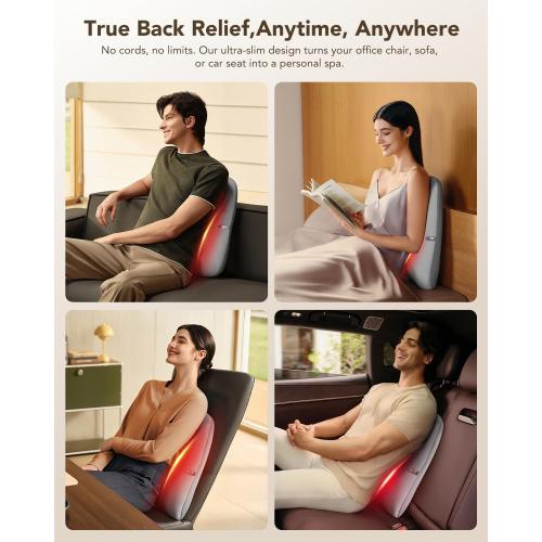 SKG TS700 Cordless Full Back Massager for Pain Relief Deep Tissue Up and Down 4D Shiatsu Back Massager with Heat Gifts for Men and Women Dad Mom Grandpa