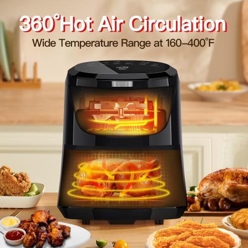 4.2 QT Air Fryer Oven Cooker with Two Independent Frying Baskets, Temperature and Time Control Dishwasher Non-stick Basket 6 Cook Presets