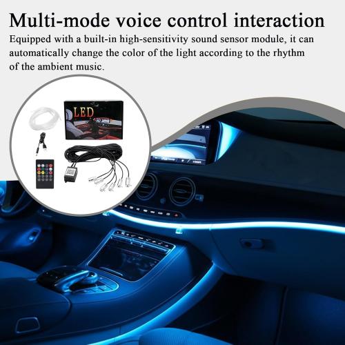 Car Atmosphere Lights - 5m 6m LED Fiber Optic Strip | Rubber APP Wireless Car Light | RGB Interior Decorative Strip for Trailer, Truck, Sedan, Pickup for Night Drives, Party, Decoration