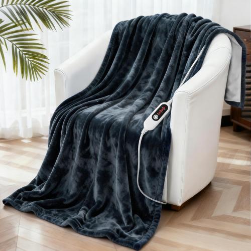 Electric Heated Blanket, Soft Flannel Fabric Heating Blanket Features 5-Level Temperature Adjustment Machine Washable ETL Certified Double-Sided Heating