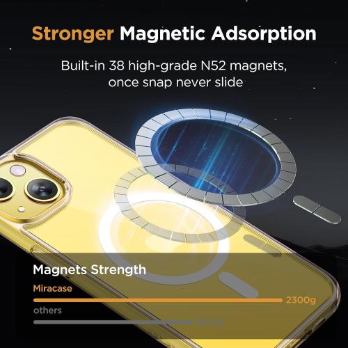 Miracase Magnetic for iPhone 14 Case 6.1 inch (Compatible with MagSafe)（with 2X Screen Protectors） Military-Grade Protection, Anti-Fingerprint Translucent Matte Phone Case Cover, Clear