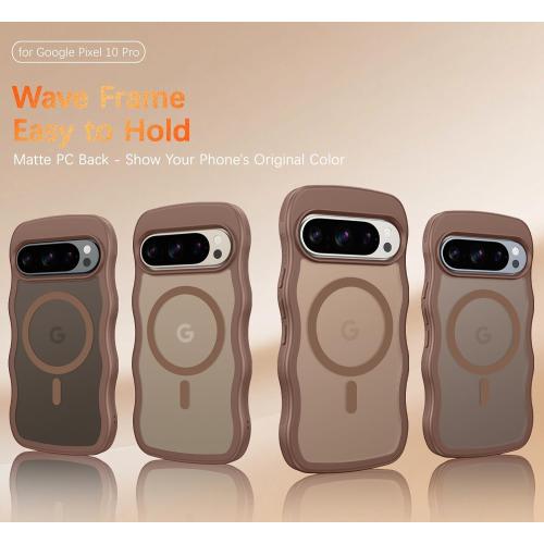 BENTOBEN Magnetic for Google Pixel 10 Pro Case Cute, Curly Wavy Pixel 10Pro Case [Compatible with MagSafe] Anti-Slip Bumper Matte Slim Women Men Boys Phone Cover for Google 10Pro 6.3, Desert Titanium