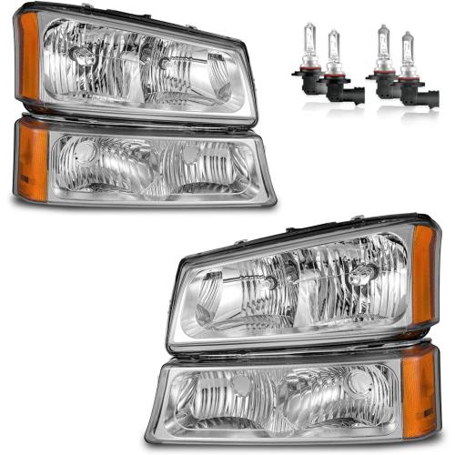 Headlights Assembly for 03-07 Chevy Silverado1500/2500/3500/1500HD/2500HD,03-06 Avalanche 1500/2500 Headlamp Replacement Left & Right Side