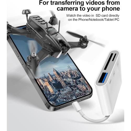 USB C SD Card Reader for iPhone 15-17, USB C to Micro SD Memory Card Adapter for iPad/Mac Pro/Air, USBC/Type C Camera Card Reader with USB A Port for iPhone 16 and More Android USBC Devices