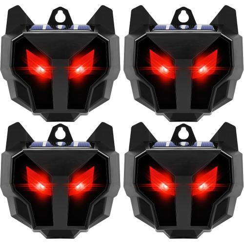 Pack of 4 Solar Nocturnal Animal Repeller Racoon Repellent Outdoor Fox Skunk Coyote Deterrent Deer Repellent Predator Light for Chicken Coop Predator Protection Predator Eyes Animal Deterrent for Yard Farm (4)