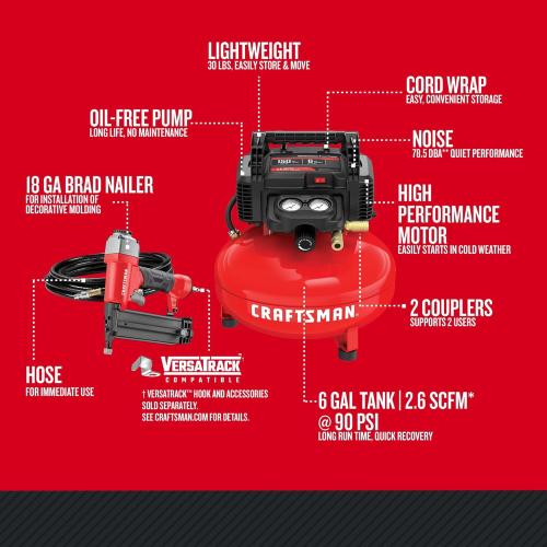 CRAFTSMAN Brad Nailer and Air Compressor Combo Kit With Hose (CMEC1KIT18)