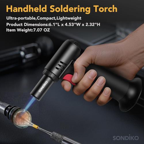 Sondiko Butane Torch, Refillable Soldering Torch with Visible Fuel Window
